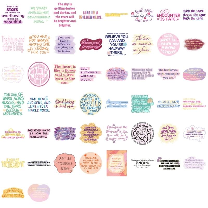 50 Sheets Creative Dreamy Motivational Decals Labels Waterproof PVC Material For Phone Case Diaries Laptop Water Bottle 1