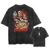 Anime Eren Yeager Muster Gewaschenes T-Shirt, Herren Comic Locker Geschnittenes T-Shirt, Gewaschene Baumwolle Trendige Marke Herren T-Shirt