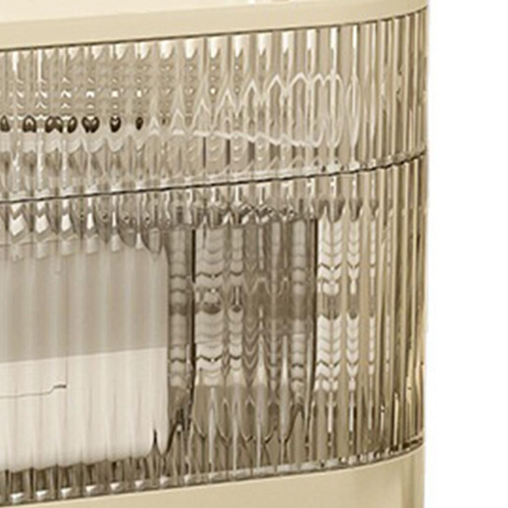 Desktop Storage Box 3 Tier Rotating Divided Organizer for Jewelry Data Cable Cosmetic Cream White