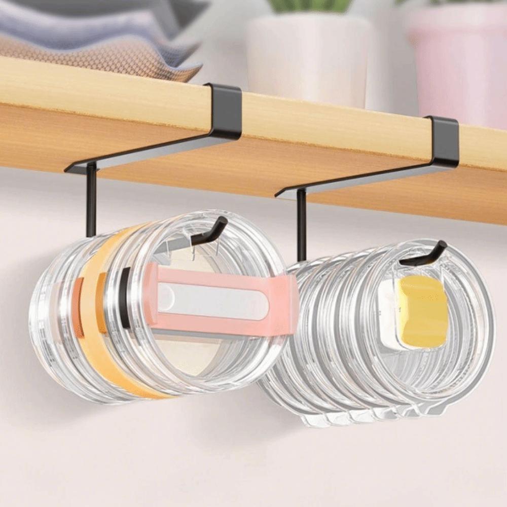 Carbon Steel Cup Lid Holder Multi-functional Black White Lid Storage Rack Space Saving No Drilling Tissue Organizer Kitchen Use