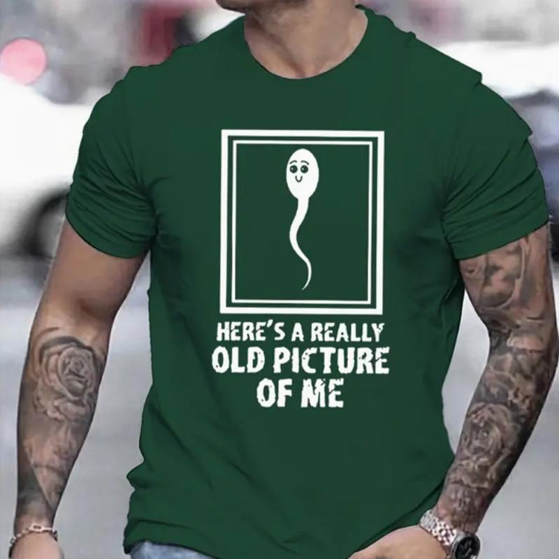 New Summer Men's Fashion T-shirt Personality Tadpole Letters Printed Men's T-shirt Top