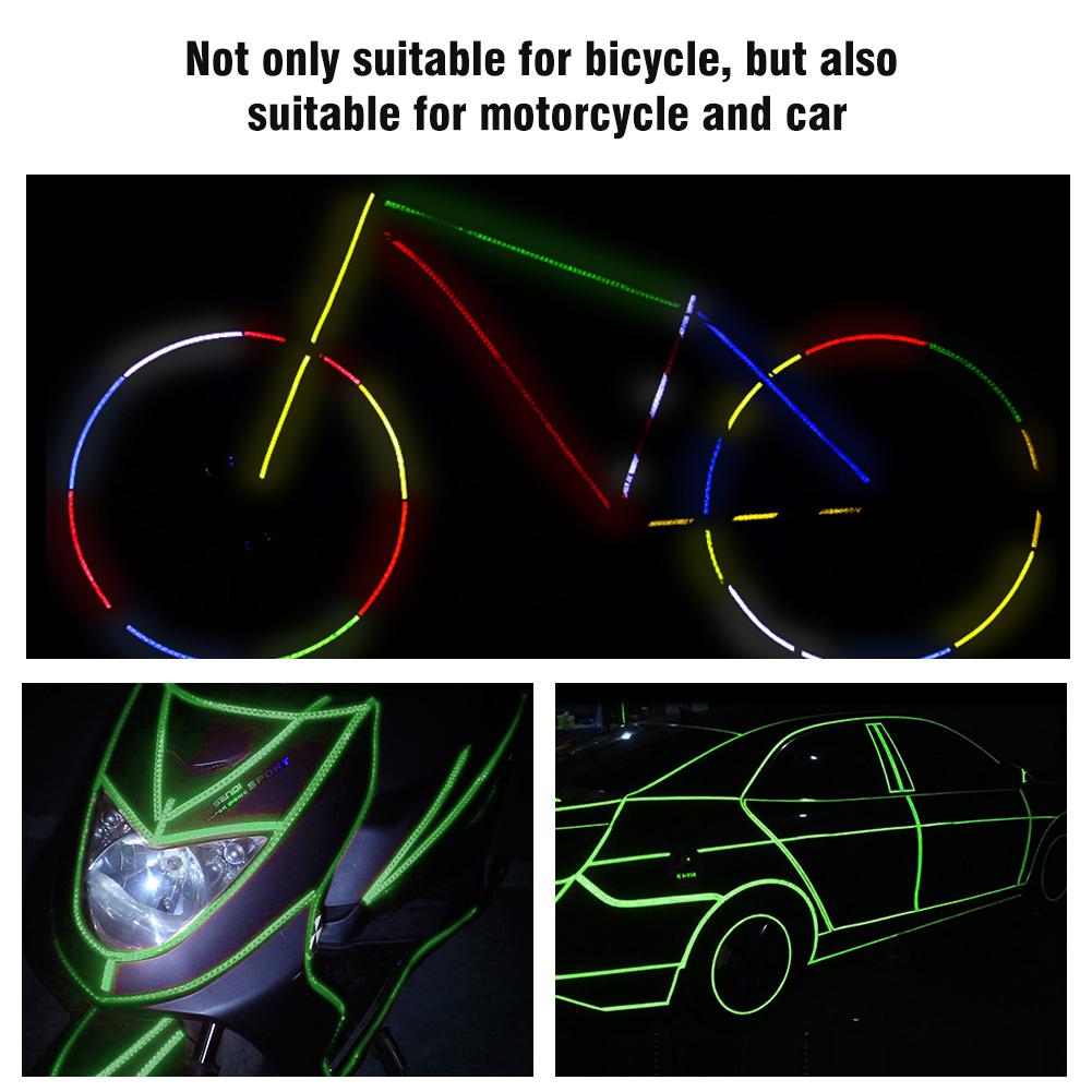 2 Rulo Bisiklet Bisiklet Yansıtıcı Çıkartmalar Güvenlik Jant Çıkartması Şerit Bant (Yeşil)