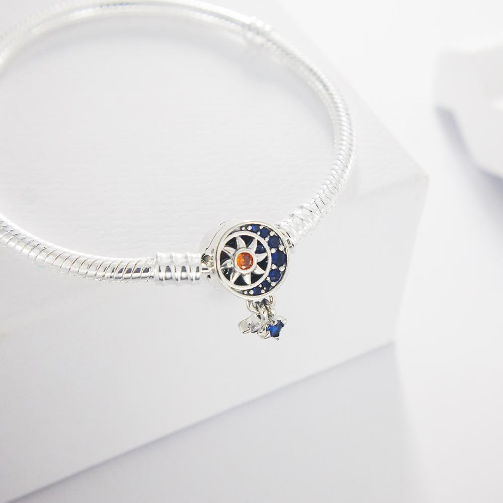 925 Silver Flower Heart Bracelet Sparkling Sun Moon Star Bracelet for women Fit original charms beads jewelry love gift