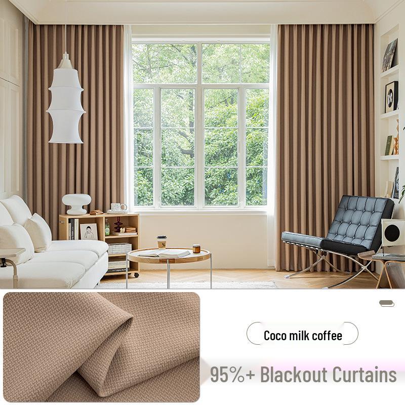2025 Dual-Sided Blackout Curtains - Rice Grain & Pea Cotton for Living Room, Bedroom, Balcony