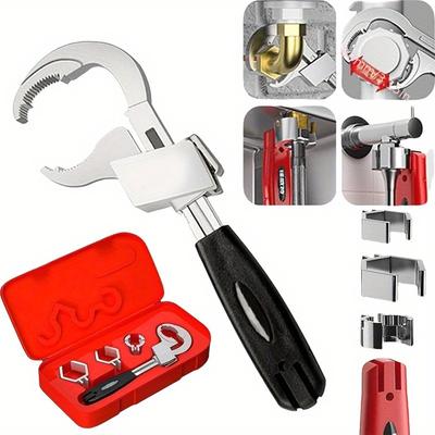 Adjustable Basin Wrench Multi Purpose Plumbing Tool with Curved Jaw and Teeth for Faucet Installation and Removal Suitable for Various Sink Sizes