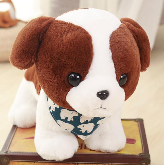 1ks 30cm Krásný vycpaný pejsek se šátkem Měkké roztomilé zvířátko Kreslený plyšový pes panenka pro děti B