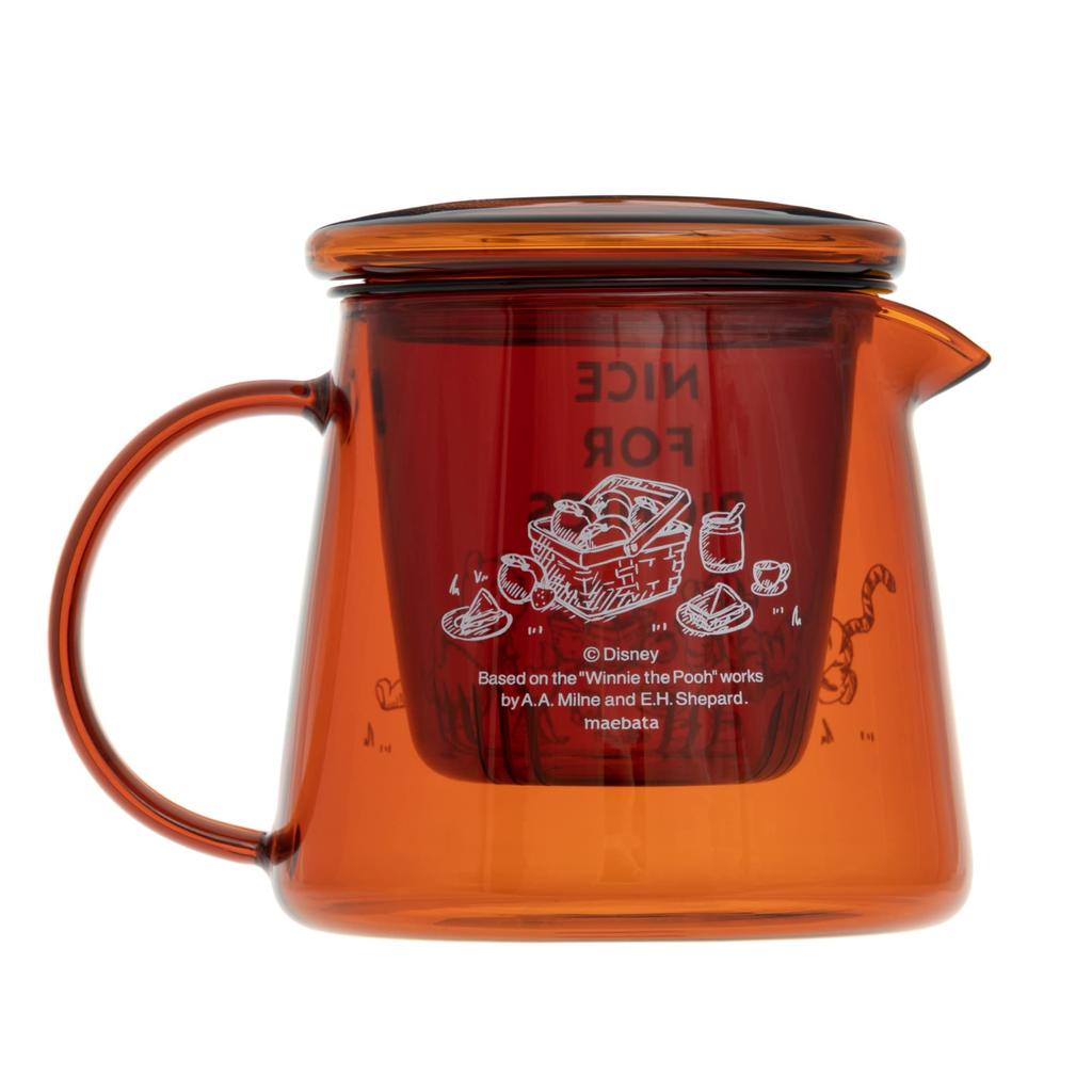 maebata Winnie the Pooh Glass Pot Heat Resistant Glass Heat Resistant Dishwasher Microwave Safe 600ml Disney 52824 D-WP33
