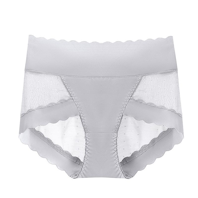 High Waisted Lace Women's Underwear with Ice Silk Knickers Breathable Seamless Sexy Cinched Lifted Buttocks Shorts Summer Thin Version Panties