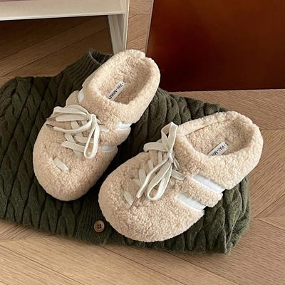 Winter Slippers Woman Platform Plush Slippers Women Outside New Autumn Winter Wear Non Slip Baotou Cotton Slippers for Women