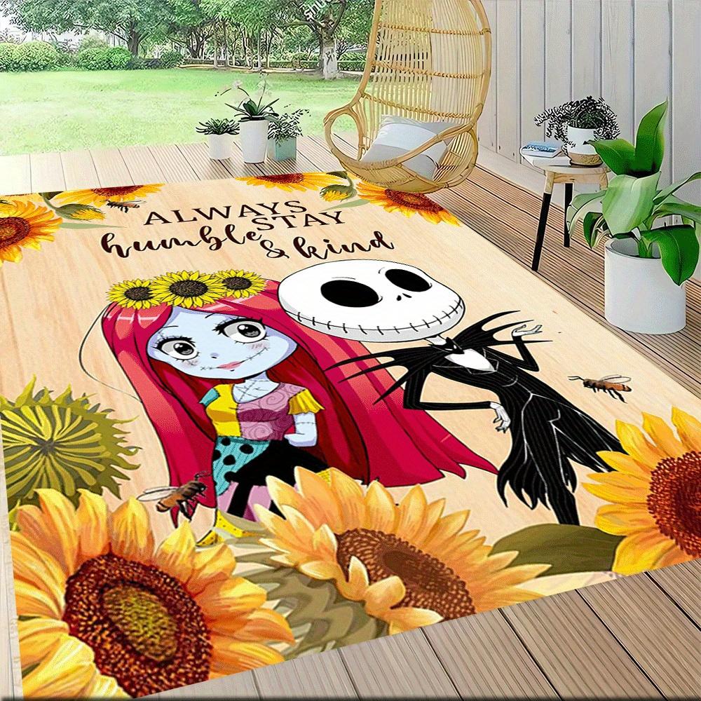1 szt. Dywanik The Nightmare Before Christmas, do sypialni i pokoju zabaw, Trwały, Odporny na plamy i Łatwy do czyszczenia, do salonu