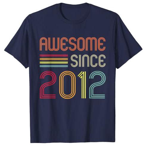 

Awesome Since 2012 11th Birthday Retro T-Shirt 11 Years Old Sayings Graphic Tee Tops Short Sleeve Born-In-2012 Clothes Gifts 4XL