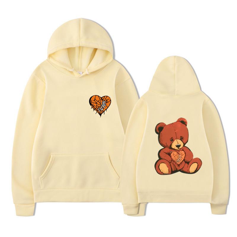 Spring Autumn Fashion Women's Teddy Printed Hoodie Versatile Comfortable Casual Sports Long Sleeve Hoodie