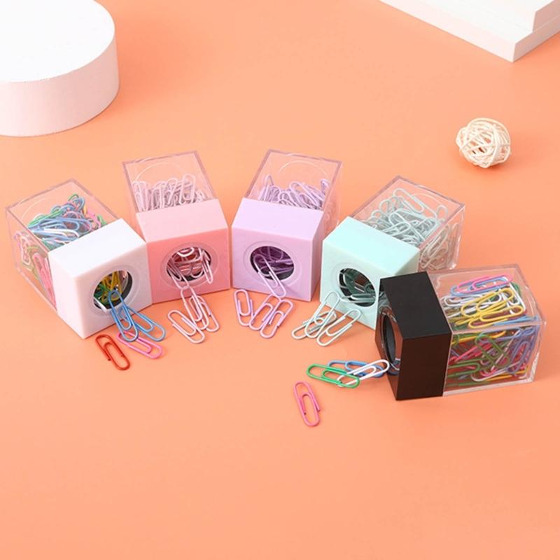 Square Magnetic Paperclip Holder Office Desk Accessories Magnetic Desk Organizer