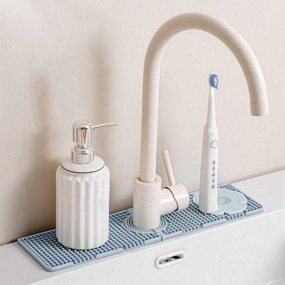 Silicone Faucet Drain Pad Splash Proof Anti-slip Sink Splash Guard Flexible Foldable Countertop Storage Tray Bathroom
