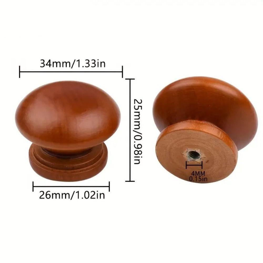 Rust-Resistant Walnut Wood Cabinet Knobs Easy-Grip Design Dresser Furniture Door Knobs  Wardrobe