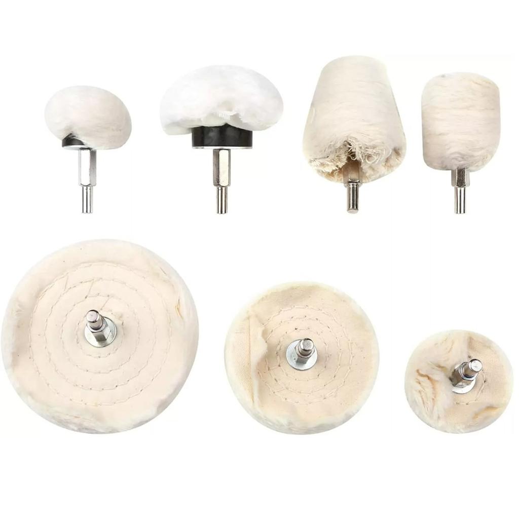 7Pcs/Set 6mm Shank Cotton Polishing Wheels Cloth Buffing Wheel Grinder For Drill Die Grinder Car Polishing Cloth Tools Accessory