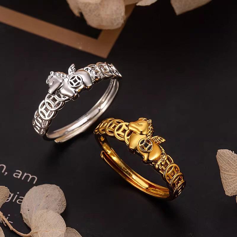 Year Of The Horse Ring Simple Coin Opening Adjustable Ring High-End Feel Zodiac Year Gift Accessories