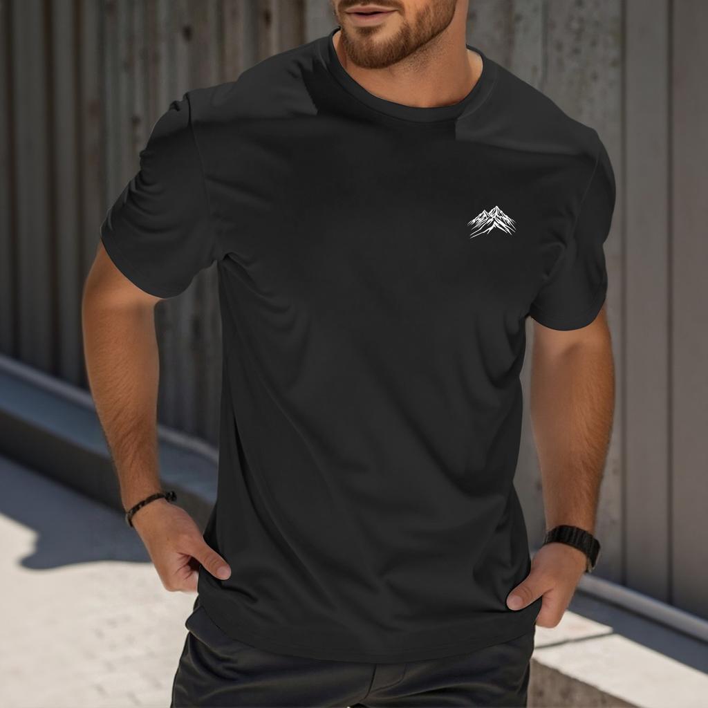 Men's Fashion Printed Round Neck Straight Shoulder Short Sleeve T-Shirt Top