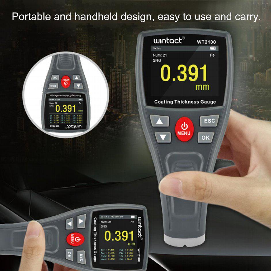Buy Nice WINTACT WT2100 Mini Digital Coating Film Thickness Gauge Meter Paint Tester at