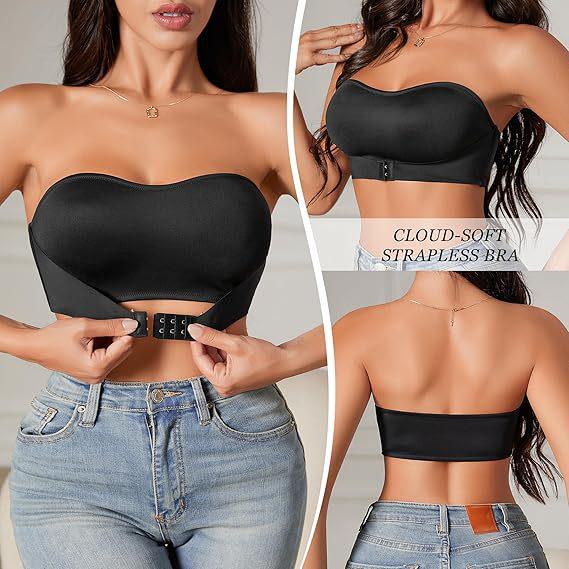 European & American Strapless Non-slip Lift Bustier: Lightweight, Breathable, Side Support, Beautiful Back Design for Small Chest