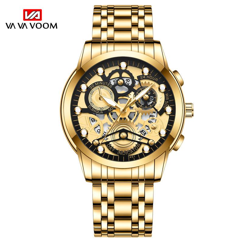 VA VA VOOM Men's Hollow Wrist Watch Student Waterproof Men's Watch Luminous Internet Celebrity Watch