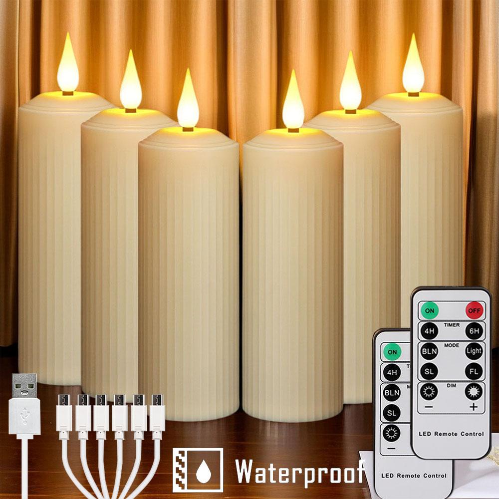 

Свечи перезаряжаемые через usb с мерцающим пламенем свадебные декоративные свечи с таймером и дистанционным управлением водонепроницаемые светодиодные свечи