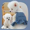 Pet Dog Dress Casual Denim Floral Outfit Small To Medium Dogs With Pocket Design