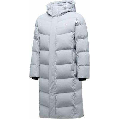 Sports Lifestyle Series Solid Color Zipper Hooded Comfortable Breathable Long Warm Down Jacket Men Outerwear Gray Silver 452440207-1