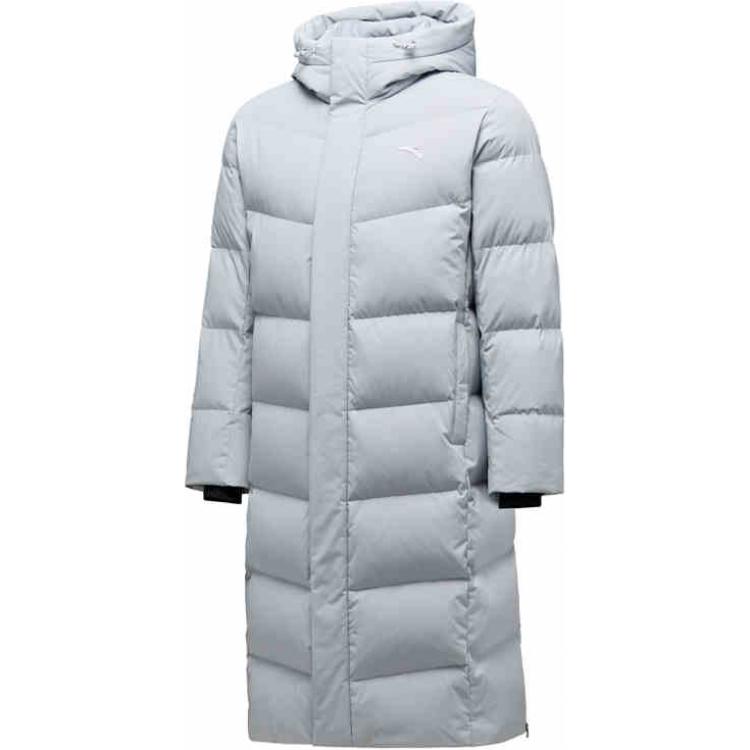 

Anta Sports Lifestyle Series Solid Color Zipper Hooded Comfortable Breathable Long Warm Down Jacket Men Outerwear Gray Silver 452440207-1