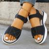 Cross Border Summer Velcro New Foreign Trade Large Size Platform Roman Beach One Line Sandals Women