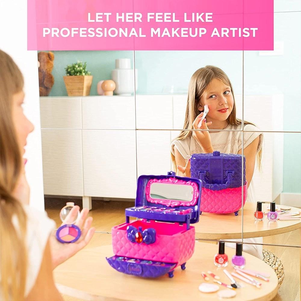 Zestaw kosmetyczek dla dzieci, 41 elementów, 3-poziomowa torba, prezent świąteczny dla siostrzeńca i jego urodzin