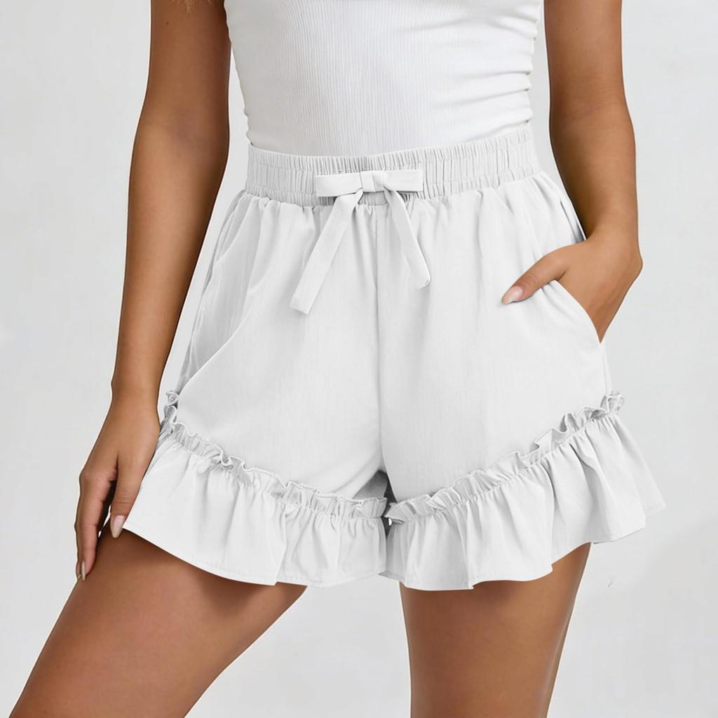 Women's Color Cotton And Linen Casual Waist Shorts With Pockets And Shorts