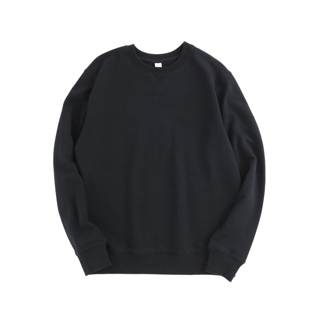 380g Heavyweight Combed Cotton Crewneck Sweatshirt, Fleece Long Sleeve Pullover, Relaxed Fit Triangle Cut, Unisex