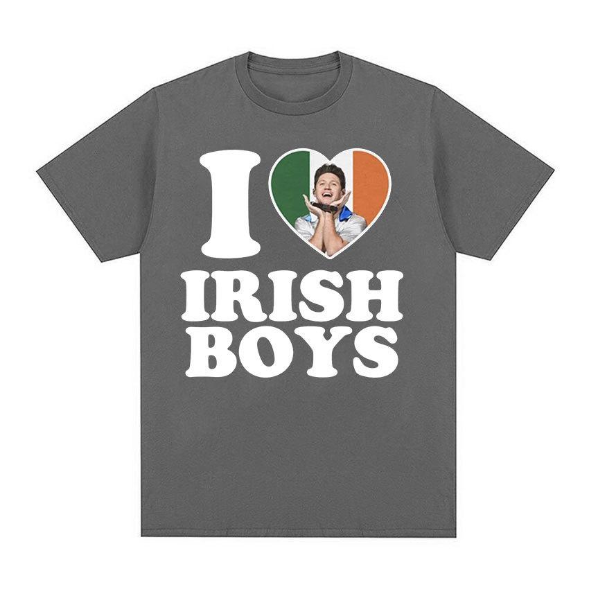 Jag älskar irländska killar Niall Horan Grafisk T-shirt Herr Mode Högkvalitativa Bomulls-T-shirts Sommar Unisex Casual Oversized T-shirt