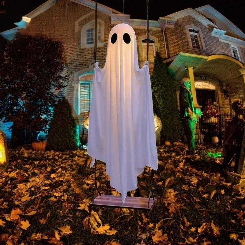 Eerie Halloween Specter Ornament LED Hanging Decoration for Night Spookiness