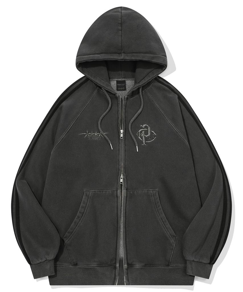 Cpgn Studio [2-Way] Cp Line Pigment Zip-Up Hoodie Smoke Black