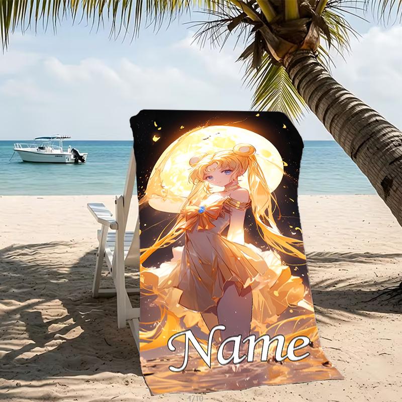 Customizable Personalized Beach Towels Sailor Moon Themed designs.Suitable for the Beach, Yoga, Sports;ideal As Beach Accessories