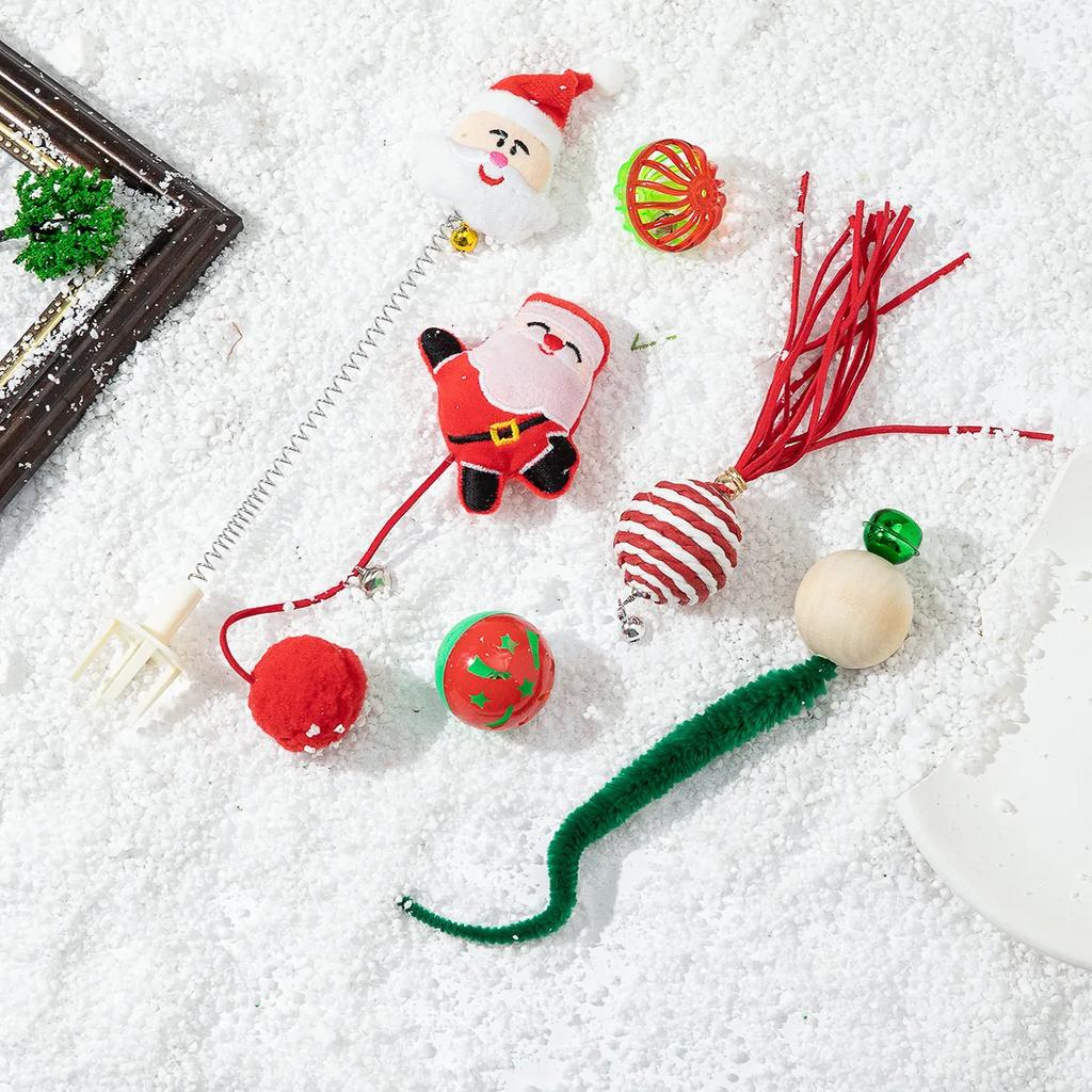 Christmas Cat Toy Sets Pet New Year Gifts Cat Hunting Play Games Toys for Cats Interactive Cat Toys Christmas Accessories