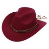 Women Men Western Cowboy Hat, Wide Curved Brim Felt Cowgirl Hat, Vintage Jazz Riding Hat, Removable Hat Belt, Head Circumference 56‑58cm