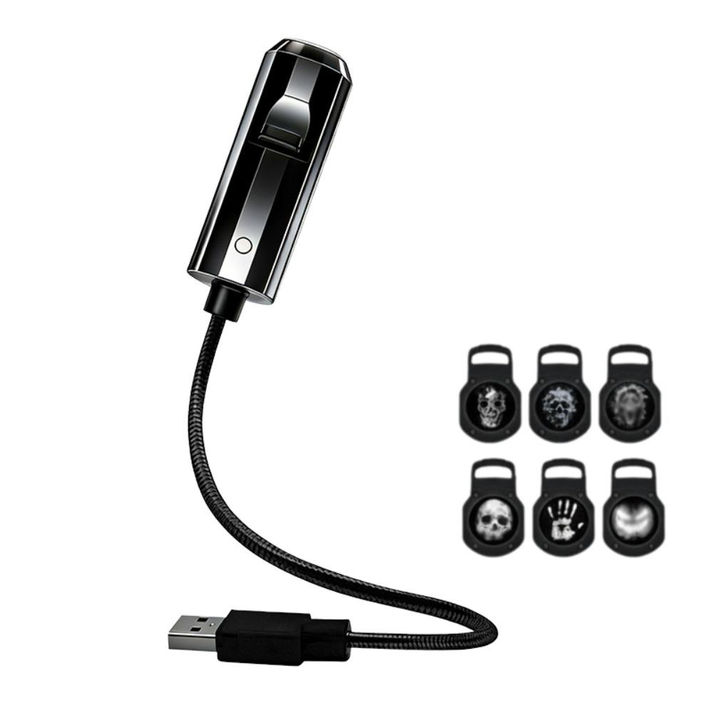 Flexible Neck USB Plug Projection Lamp 360 Degree Rotating Night Light Halloween