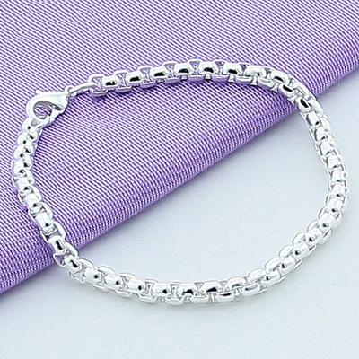 925 Sterling Silver Round Box Chain Bracelet For Women Fashion Charm Wedding Engagement Party Jewelry