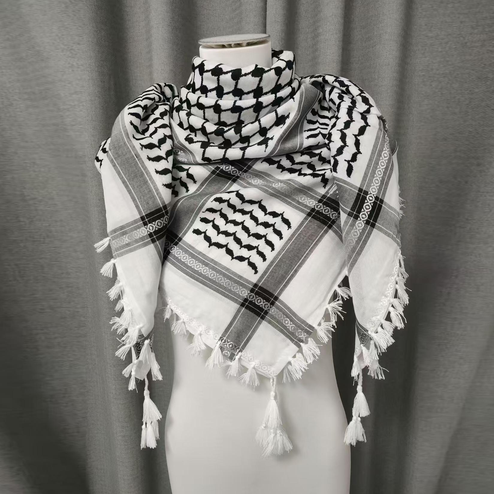 Manufacture Scarves Shemagh Keffiyeh Palestine Arab Style Kufiya Arafat Hatta Cotton Unisex Shawl Colorful Combination чёрный