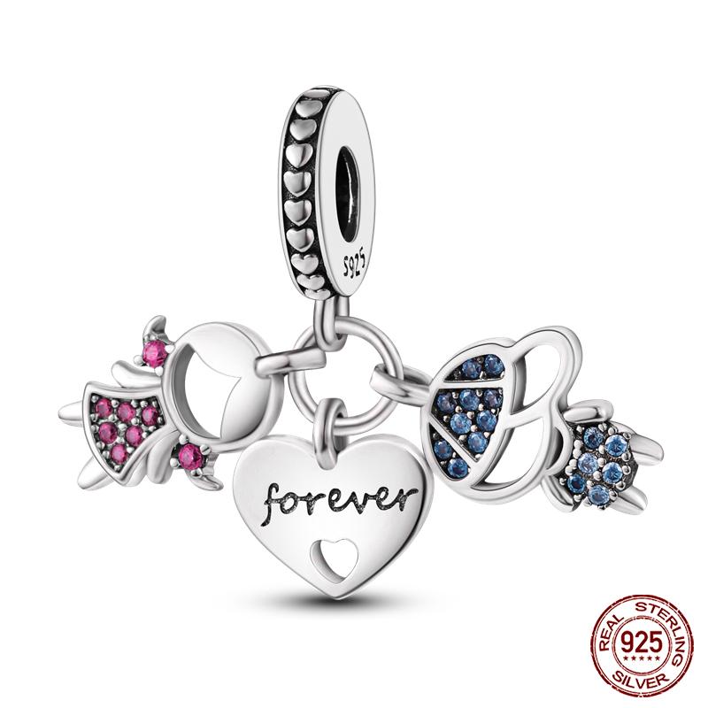 Original Ocean Series Fit 3Mm Bracelet 100% Authentic Copper Turtle Crab Mermaid Charm Beads Diy Jewelry Gift