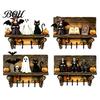 Functional Wooden Key Storage Halloween Holder, Lady Ghost Holder with 4 Hooks, Wall Home Decor Mounted Spooky Rack Organizer for Entryway Hallway