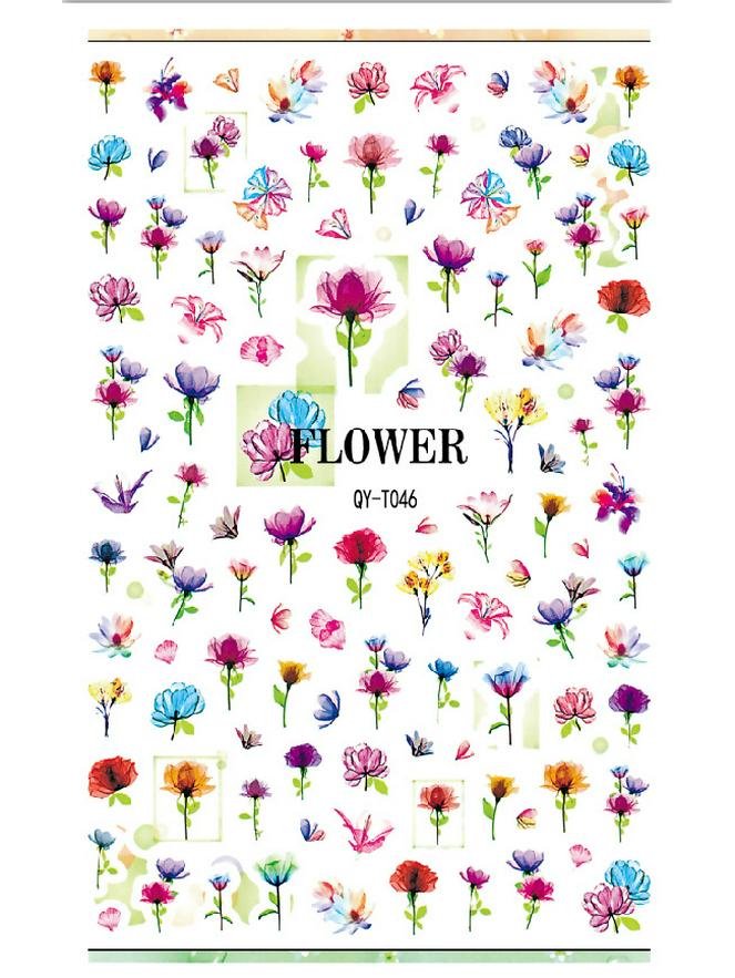 3D Waterproof Self-Adhesive Flower Nail Stickers: Spring Peach, Rose, Cherry Blossom Decals