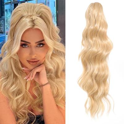 Long Ponytail Hair Extensions Claw Clip Drawstring Water Ripple Ponytail Ladies Curly Hair Soft Synthetic Ponytail