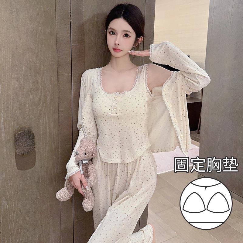 [D] Autumn new product suspender three-piece pajamas drape thin Modal spot M