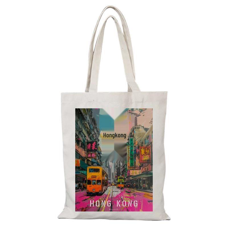 Fashionable Large Capacity Custom Canvas Tote Bags for Commuting and Going Out in Hong Kong