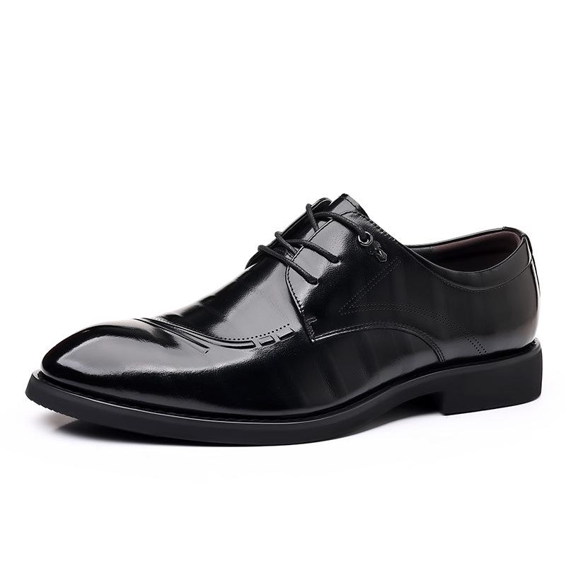 New Men s Genuine Leather British Style Derby Shoes - Breathable, Fashionable, Casual, and Formal. 40 чёрный