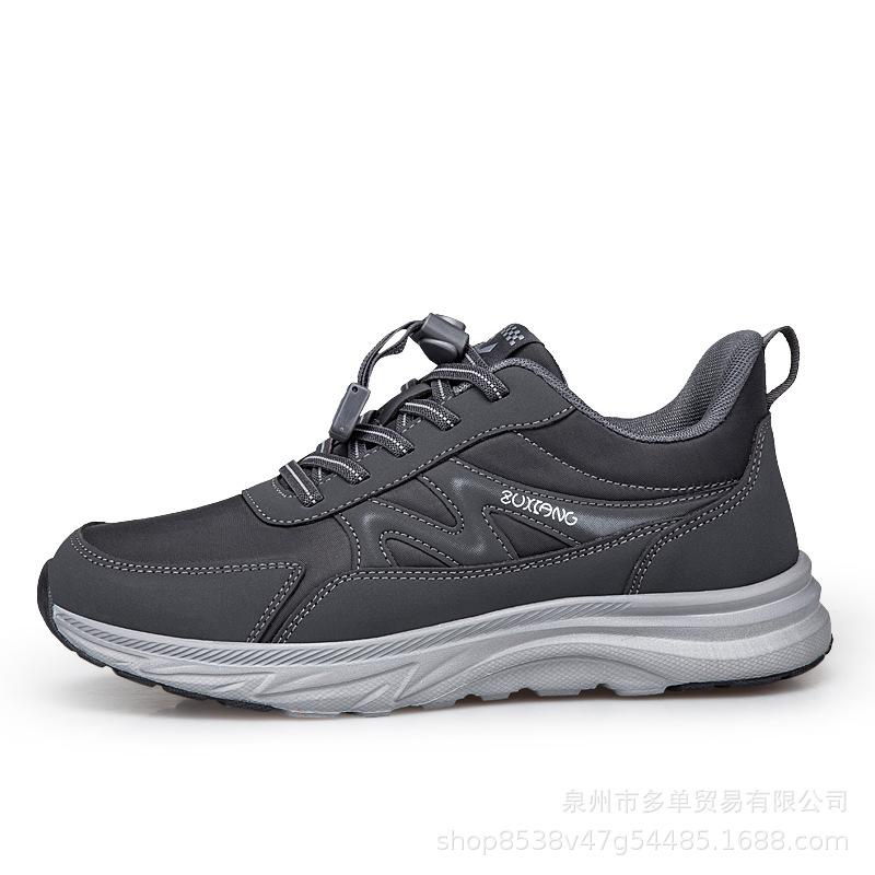 New leather non-slip and wear-resistant breathable leather black sports shoes shock-absorbing dad walking shoes